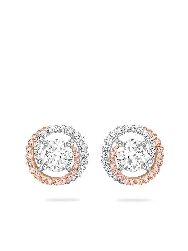 Women’s charm earrings-Monaco Pink and White Diamond Stud Earrings