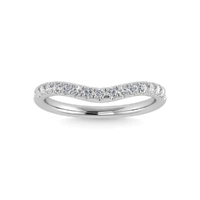 Women’s bold diamond engagement rings-10K White Gold Lab Grown Diamond 1/3 Ct.Tw. Curve Band