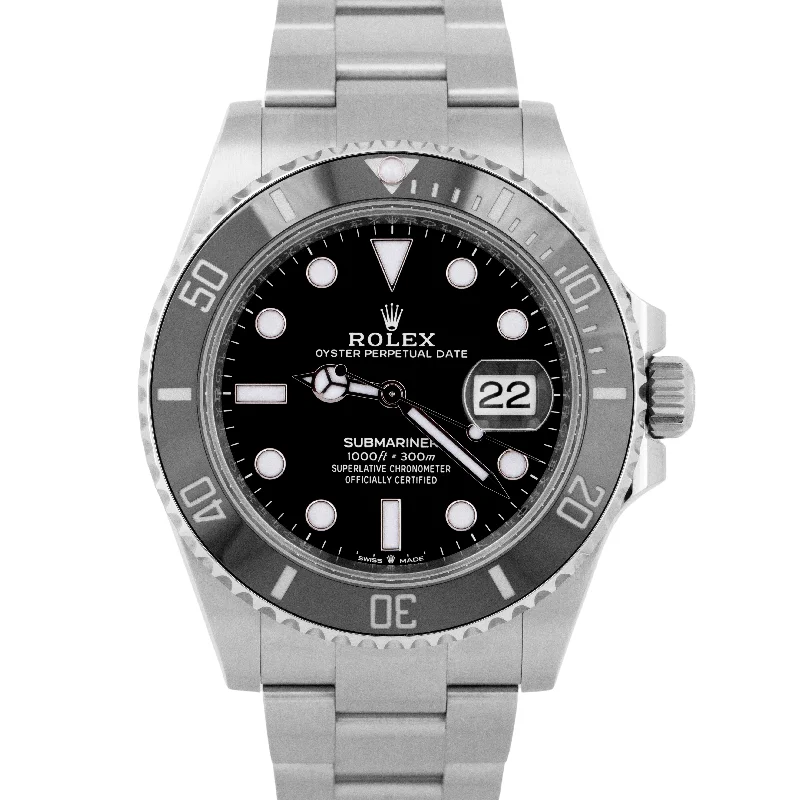 Unisex designer watches-NEW OCT. 2024 PAPERS Rolex Submariner 41mm Date Black Steel Watch 126610 LN BOX