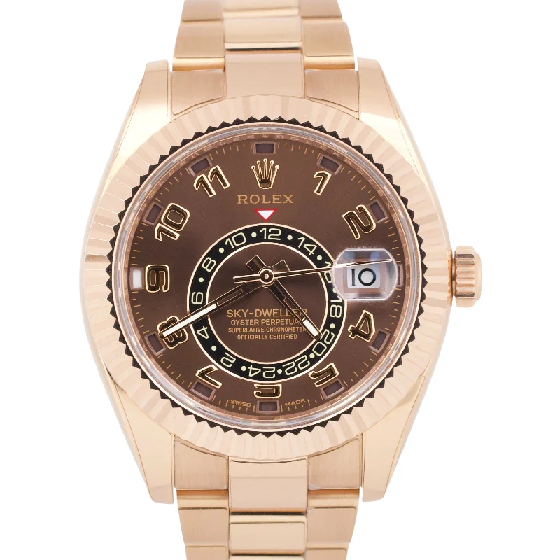 Unisex digital sports watches-PAPERS Rolex Sky-Dweller CHOCOLATE ARABIC Brown 18K Rose Gold 42mm 326935 BOX