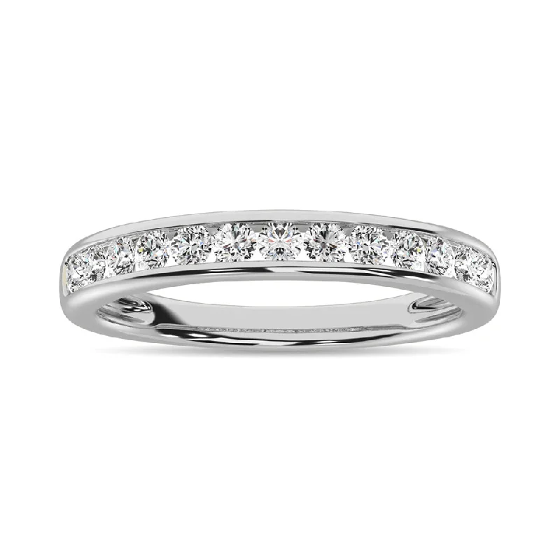 Women’s simple engagement rings-Channel Set Diamond 1/2 Ctw Anniversary Band