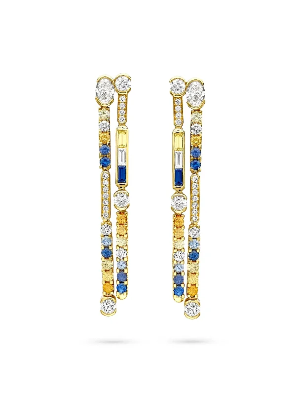 Women’s blue diamond earrings-The Boodles National Gallery Collection - Play of Light Yellow Gold Earrings