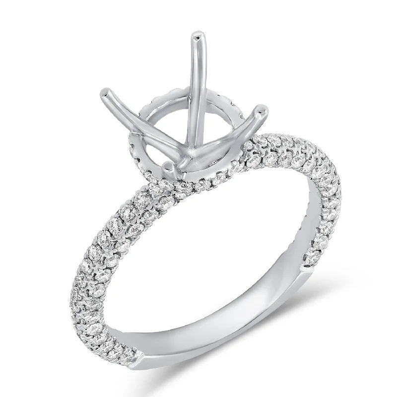 Women’s solitaire engagement rings-14K White Gold Diamond Round Under Halo Mounting