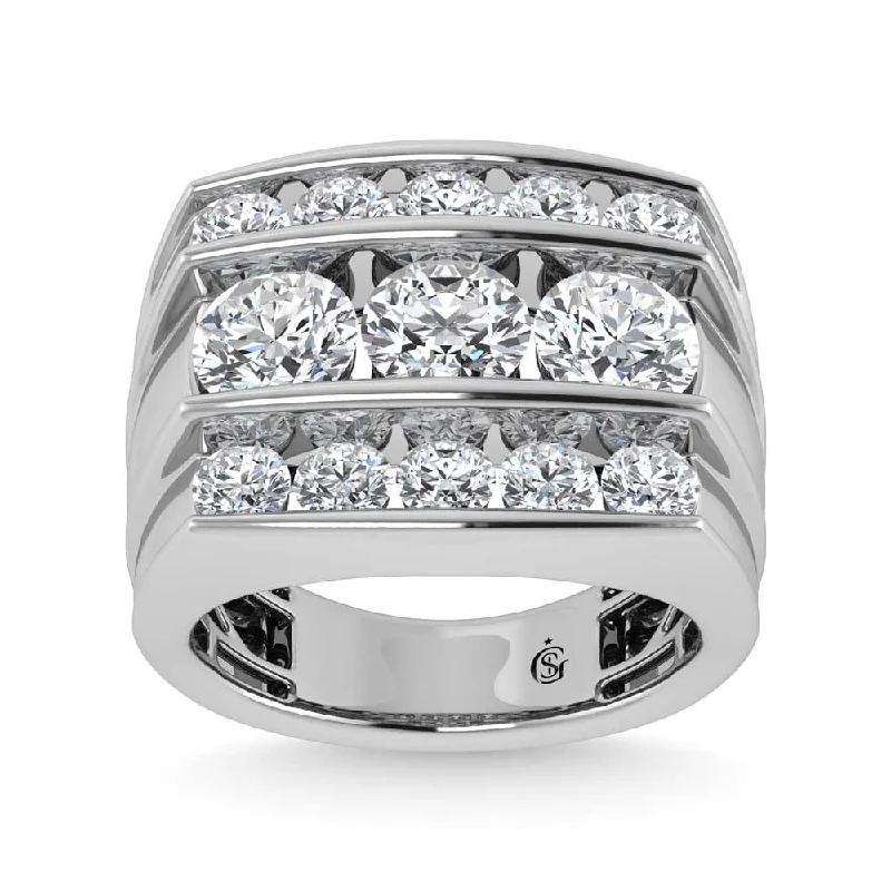 Women’s diamond trilogy engagement rings-14K White Gold Lab Grown Diamond 5 Ct.Tw. Mens Fashion Ring