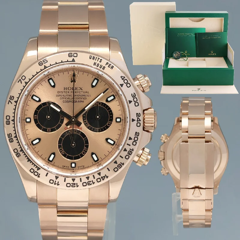 Unisex wooden watches-MINT Rolex Daytona Cosmograph Rose Gold Sundust Panda 116505 Chrono Watch Box