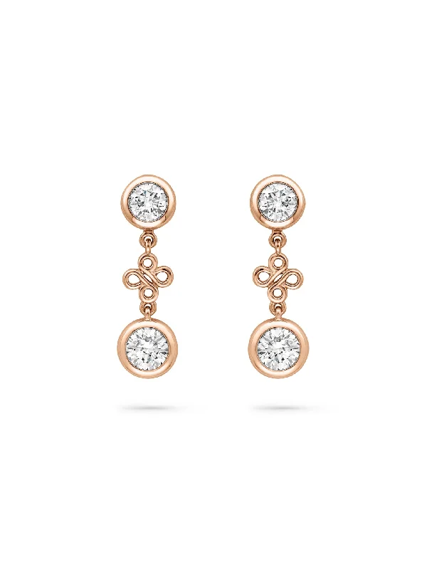 Women’s silver chandelier earrings-Beach Rose Gold Detachable Diamond Drop Earrings