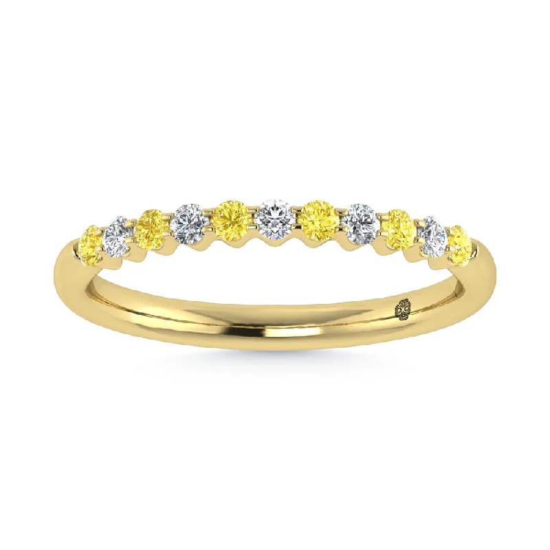 Women’s halo diamond engagement rings-14K Yellow Gold Lab Grown Alternate Yellow And White Diamond 1/4 Ct.Tw. Stackable Band