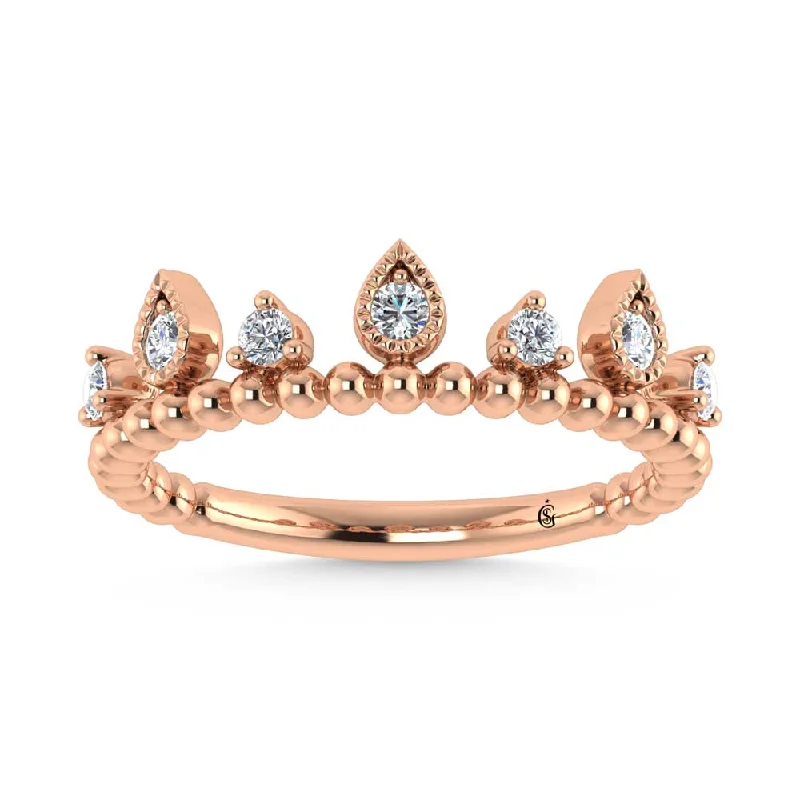 Women’s vintage rose gold engagement rings-14K Rose Gold Diamond 1/5 Ct.Tw. Stackable Band