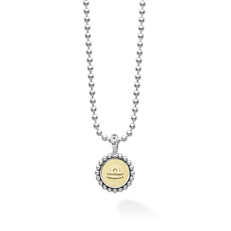 Women’s silver-plated necklaces-Signature Caviar Libra Zodiac Charm Necklace