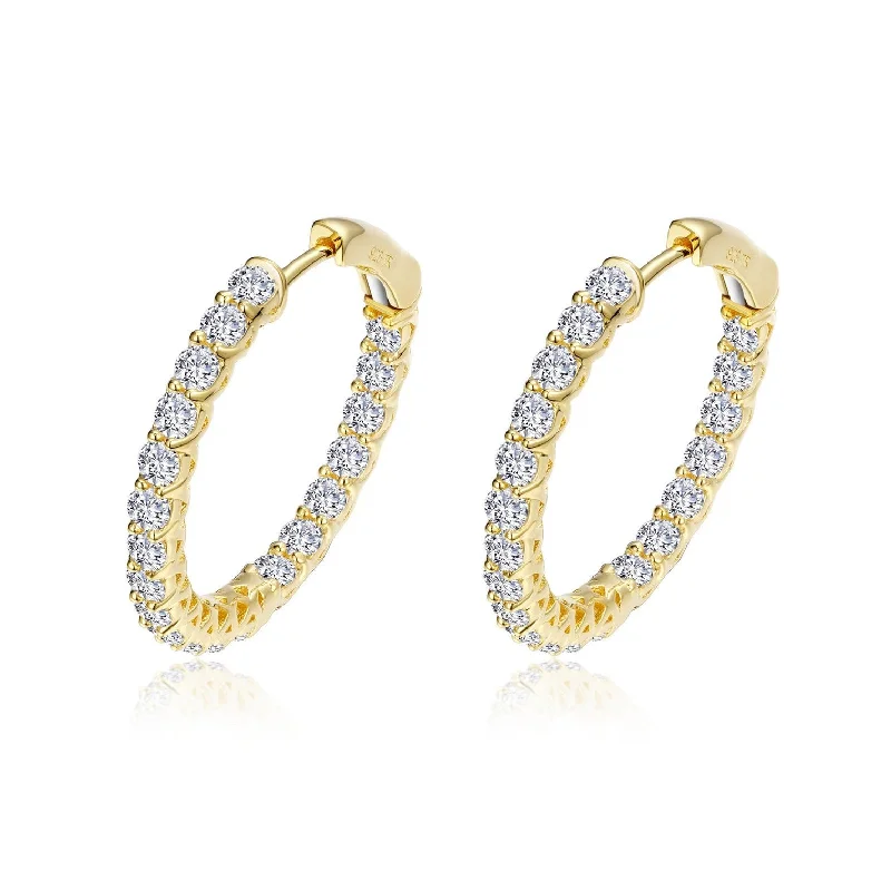 Women’s engraved earrings-Lafonn Simulated Diamond 2.00ct Inside Out 20mm Hoop Earrings E3018CLG