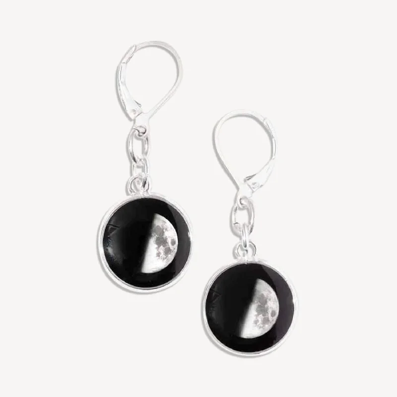 Women’s radiant diamond earrings-Celestial Moonrise Earrings