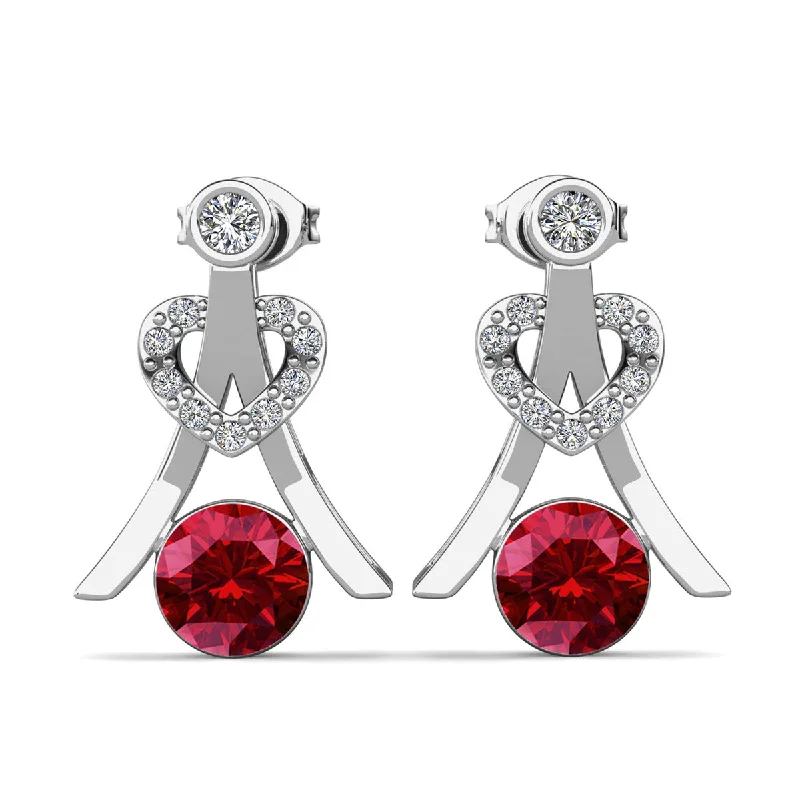 Women’s sparkly diamond earrings-Serenity January Birthstone Garnet Earrings 18k White Gold Plated Silver Earrings with Round Cut Swarovski Crystals