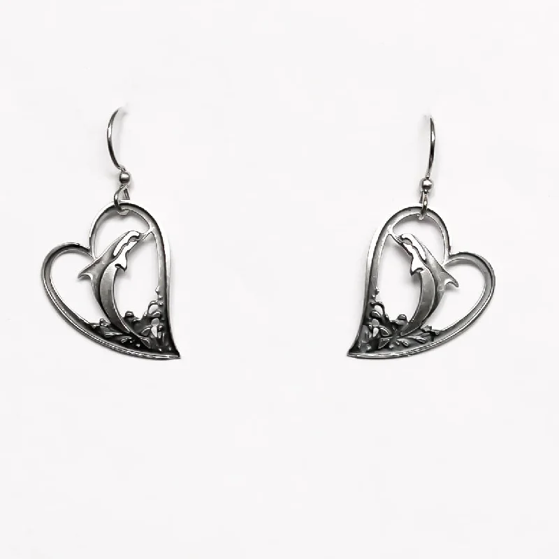 Women’s retro earrings-Heart Dolphin