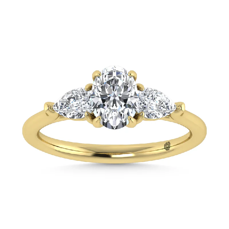 Women’s stackable engagement rings-14K Yellow Gold Lab Grown Diamond 1 1/4 Ct.Tw. Three Stone Ring (Center 3/4 ct)