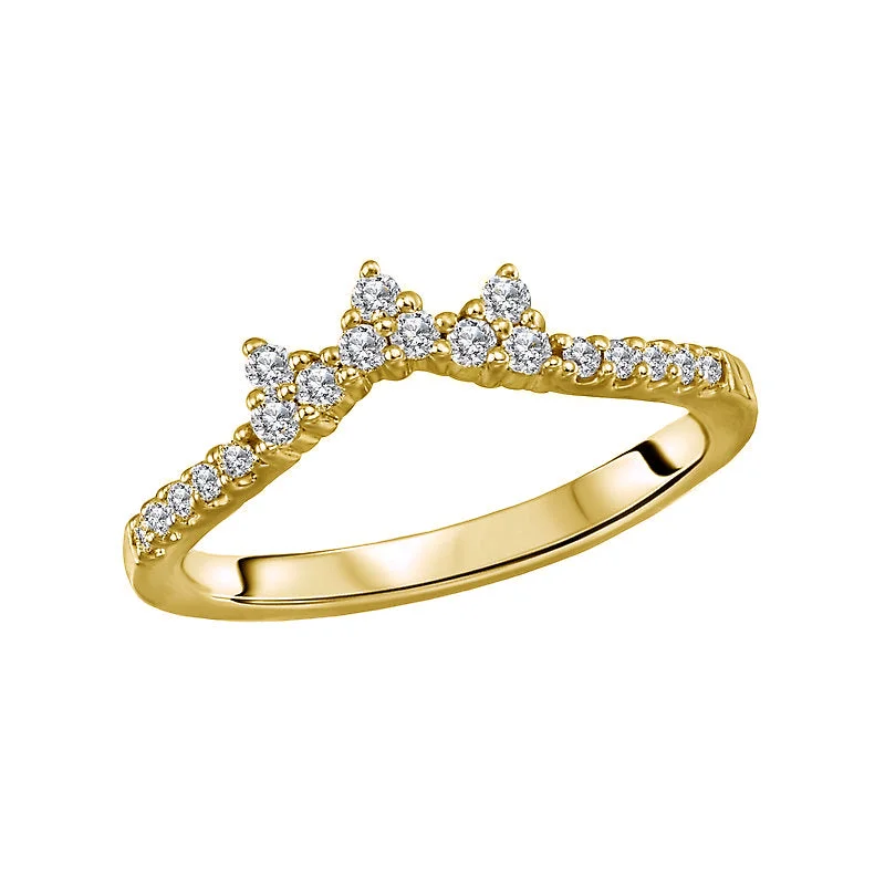 Women’s platinum engagement rings-14ky Gold Cluster Diamond Contour Band