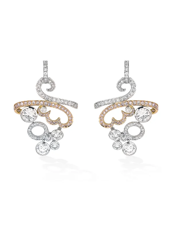 Women’s gold plated earrings-Tapestry Pink Diamond Earrings