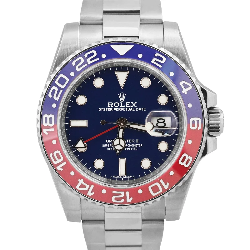 Unisex classic watches-Rolex GMT-Master II PEPSI 18K White Gold FLAT BLUE Red Watch 116719 BLRO BOX