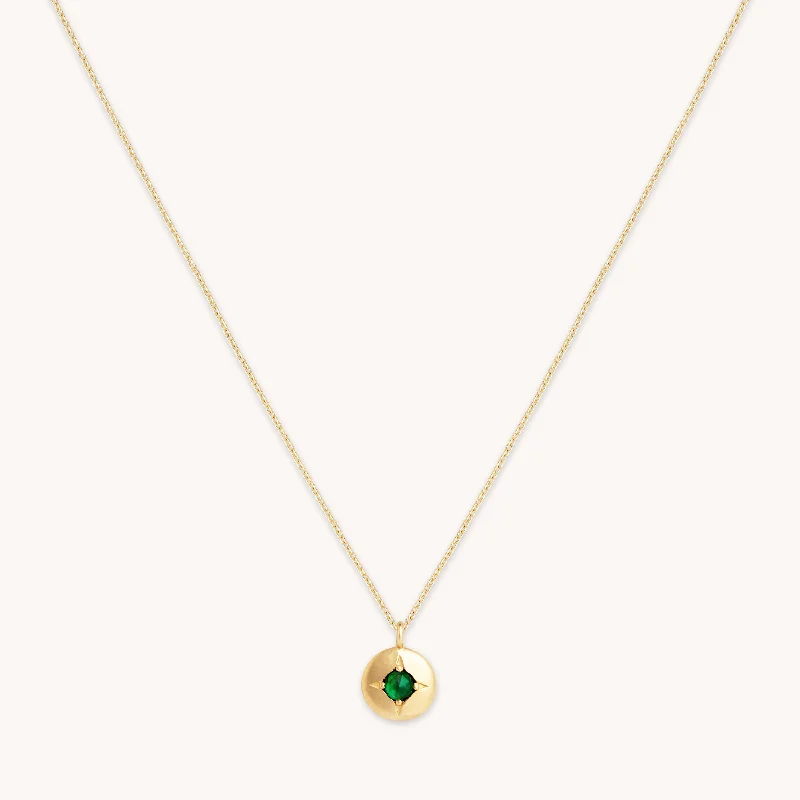 Women’s floral necklaces-May Tsavorite Birthstone Necklace in Solid Gold