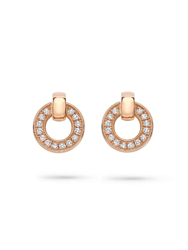 Women’s opal earrings-Roulette Rose Gold Diamond Flip Earrings