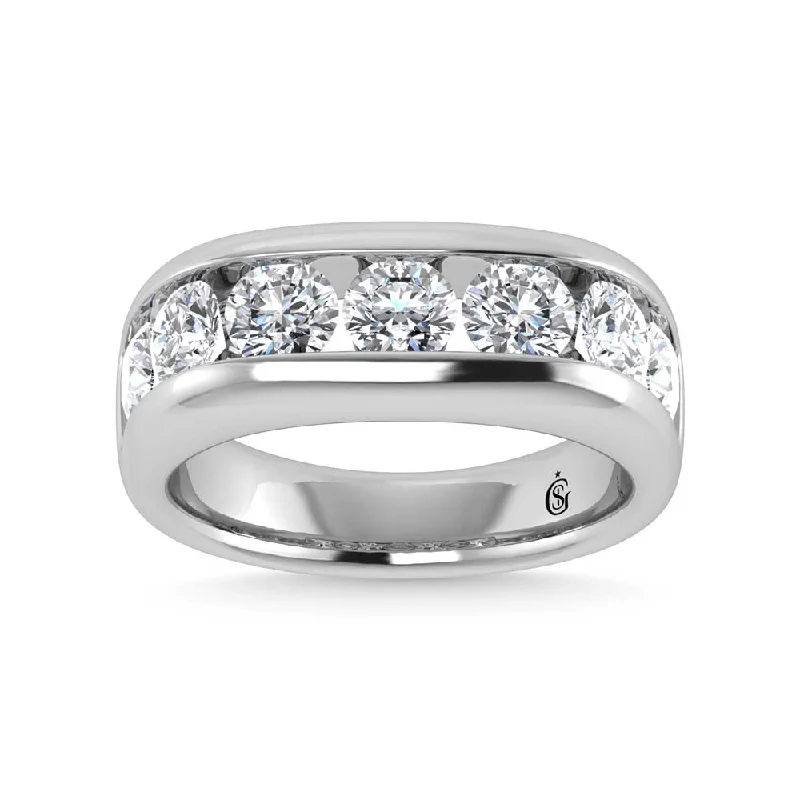 Women’s pear-shaped engagement rings-14K White Gold Lab Grown Diamond 3 1/2 Ct.Tw. Mens Ring