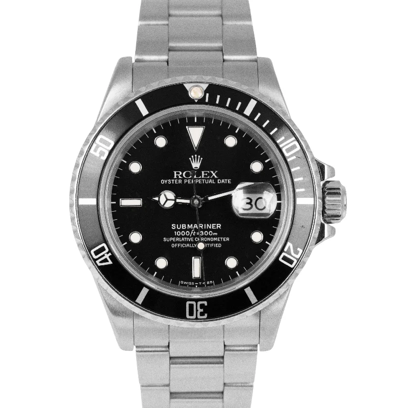 Unisex modern watches-1987 Rolex Submariner Date SPIDER PATINA Dial 40mm Steel Automatic Watch 16800