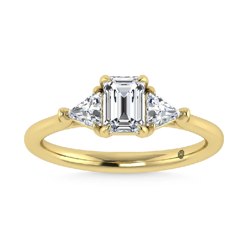 Women’s three-stone engagement rings-14K Yellow Gold Lab Grown Diamond 1 1/4 Ct.Tw. Three Stone Ring (Center 3/4 ct)