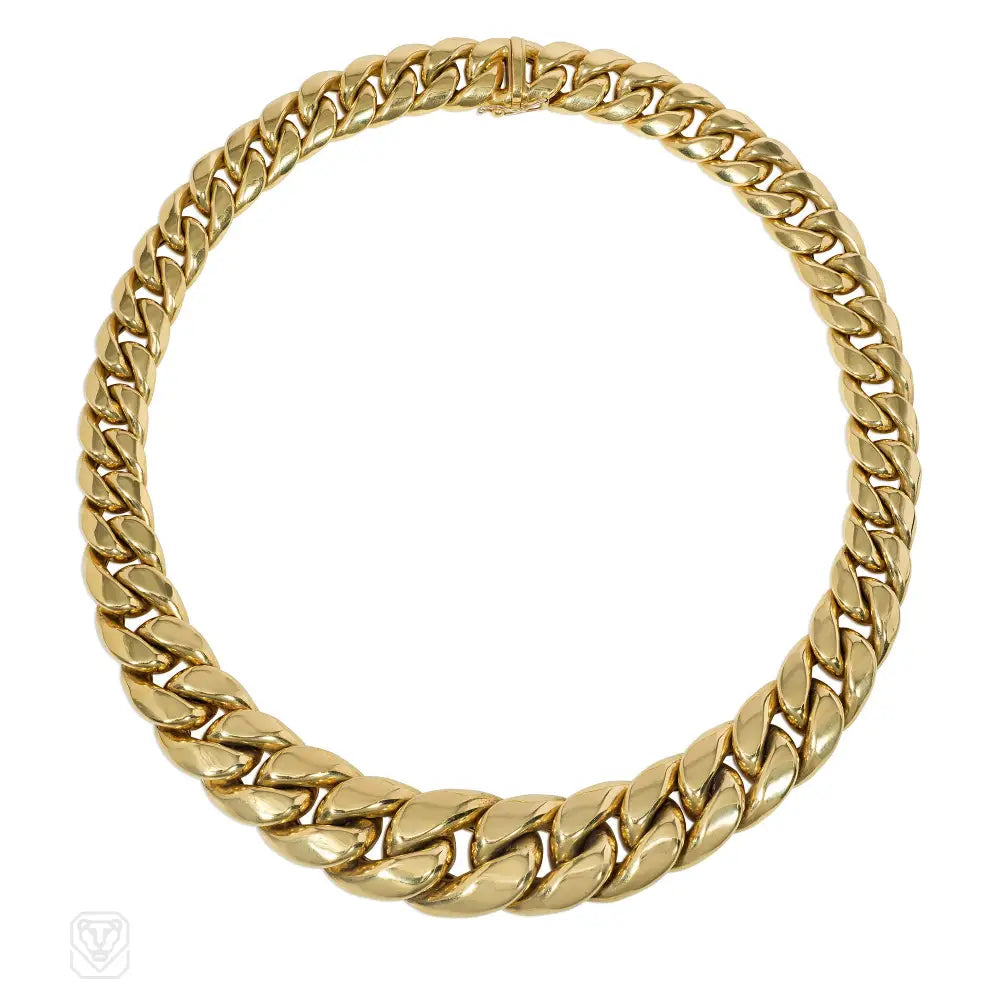 Women’s bold necklaces-Estate gold graduated curb link necklace