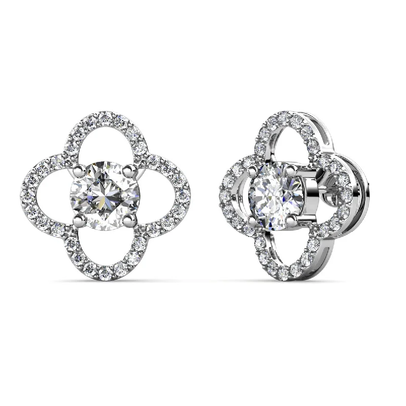 Women’s silver chandelier earrings-Moissanite by Cate & Chloe Charlotte Sterling Silver Stud Earrings with Moissanite Crystals