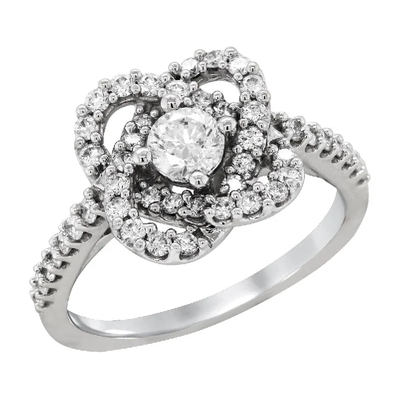 Women’s bold diamond engagement rings-WHITE GOLD RING WITH TWISTED CIRCLE OF DIAMONDS, 1.00 CT TW