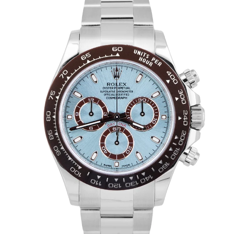 Unisex waterproof watches-2023 NEW PAPERS Rolex Daytona GLACIER ICE BLUE 40mm 950 Platinum 116506 BOX