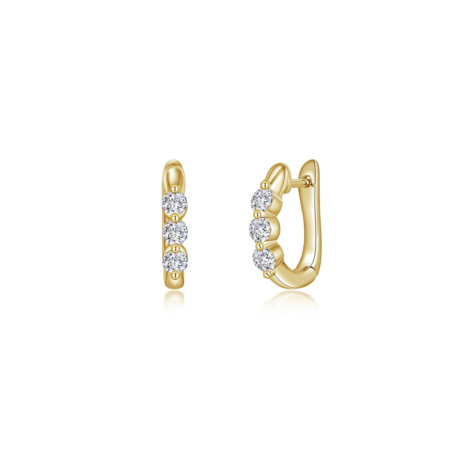 Women’s retro hoop earrings-Lafonn Simulated Diamond 3-Stone Huggie Hoop Earrings E0617CLG00