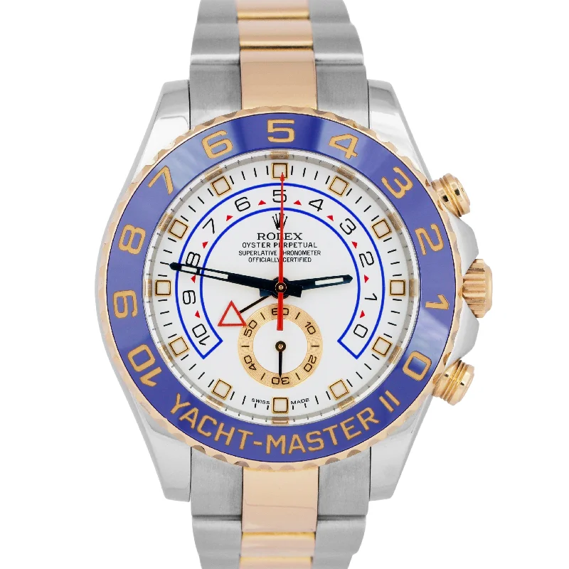 Unisex round watches-Men's Rolex Yacht-Master II 44mm BLUE HANDS 18K Rose Gold Stainless Steel 116681