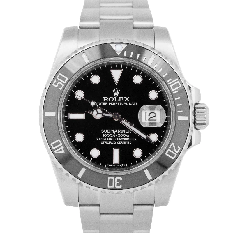 Unisex stylish watches-MINT PAPERS Rolex Submariner Date Black Steel Ceramic 40mm 116610 LN Watch BOX