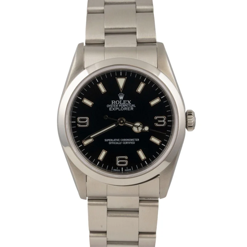 Unisex sports smartwatches-1991 Rolex Explorer I Black 3-6-9 Dial Stainless Steel 36mm Watch 14270