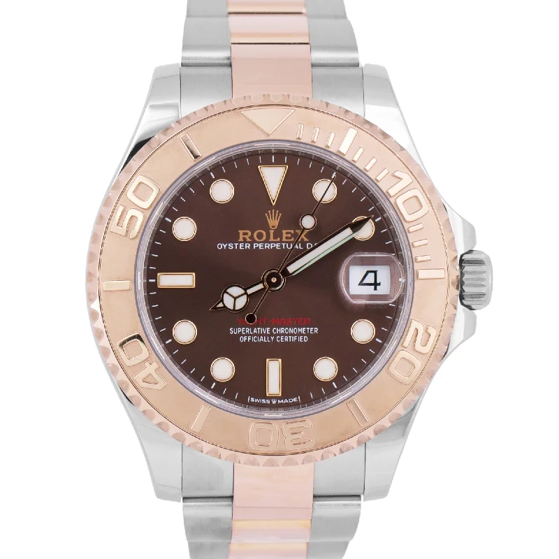 Unisex stylish sports watches-MINT 2023 Rolex Yacht-Master 37mm Two-Tone 18K Rose CHOCOLATE Brown 268621 Watch