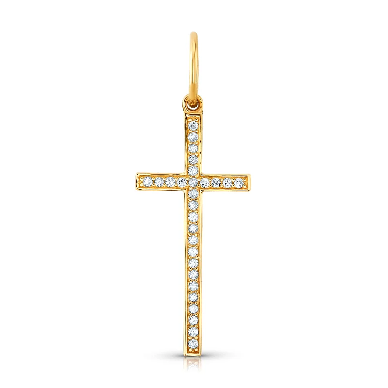 Women’s radiant-cut engagement rings-PETITE DIAMOND CROSS, 14kt GOLD