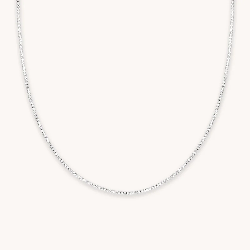 Women’s minimalist silver necklaces-Tennis Chain Necklace in Silver