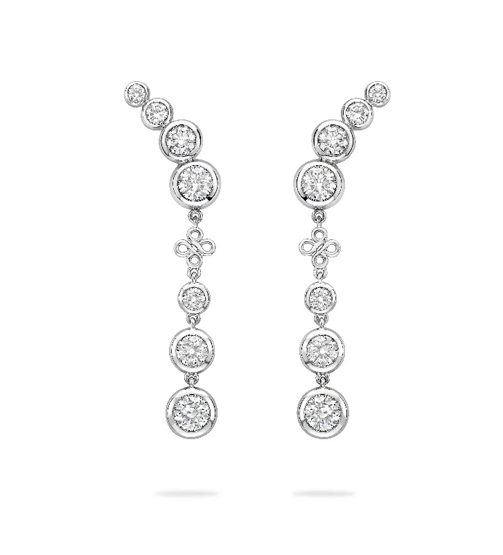 Women’s heart earrings-Beach Detachable Long Platinum Drop Earrings