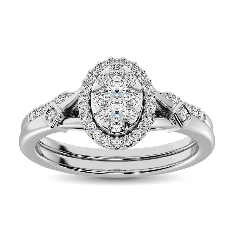 Women’s moissanite diamond engagement rings-14K White Gold 1/2 Ctw Diamond Bridal Ring