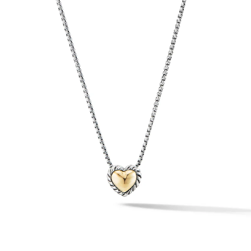 Women’s sapphire and diamond necklaces-Cable Collectibles® Cookie Classic Heart Necklace in Sterling Silver with 18K Yellow Gold\, 8.5mm