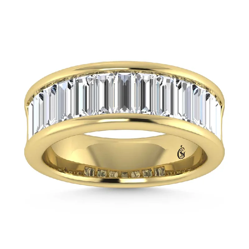 Women’s yellow diamond engagement rings-14K Yellow Gold Lab Grown Diamond 2 7/8 Ct.Tw. Slim Baguette Mens Ring