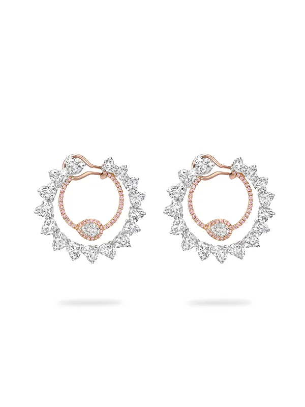 Women’s crystal earrings-Firework Pink Diamond Platinum and Rose Gold Earrings