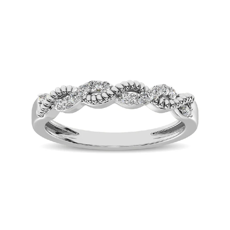 Women’s unique gemstone engagement rings-Diamond 1/10 Ctw  Twist Band in 14K White Gold