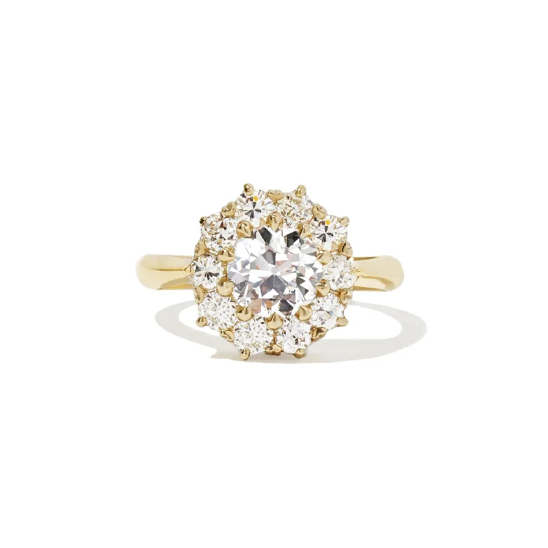 Women’s bezel-set engagement rings-Old European Cut Diamond Cluster Ring