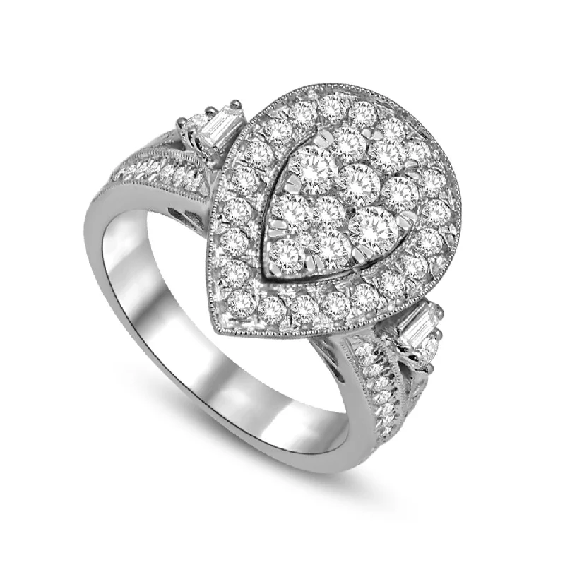 Women’s affordable diamond engagement rings-14K White Gold 1 1/2 Ctw Diamond Fashion Ring