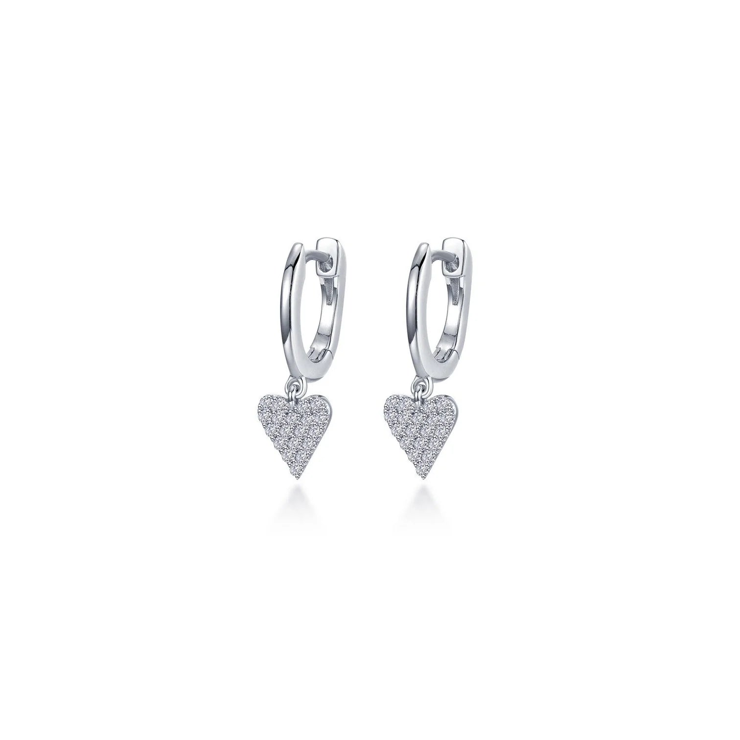 Women’s fine diamond earrings-Lafonn Simulated Diamond Mini Dangling Heart Huggie Earrings E0625CLP00