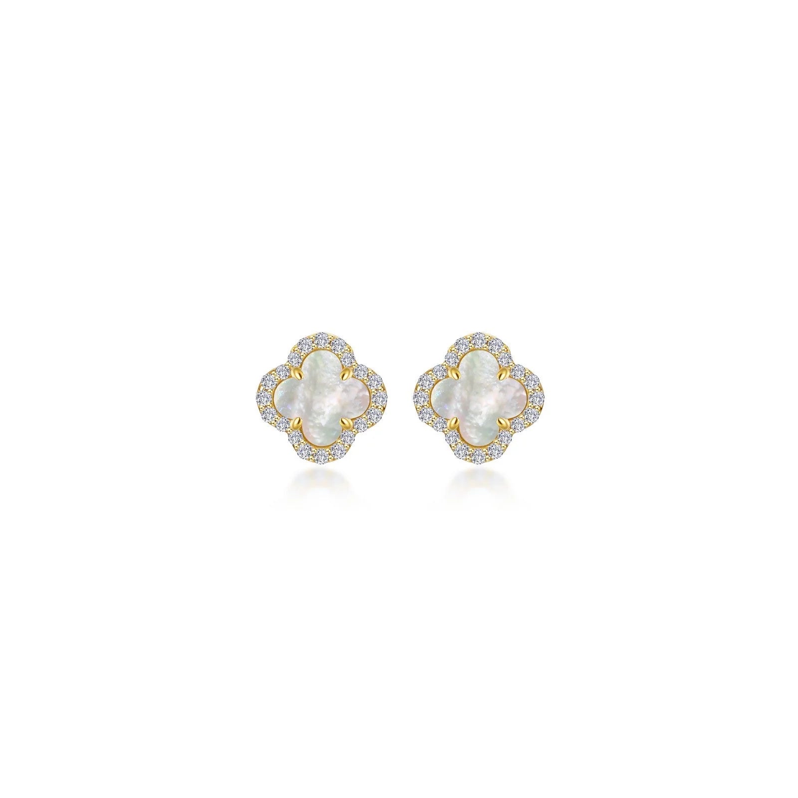 Women’s gemstone earrings-Lafonn Simulated Diamond & Mother of Pearl Halo Stud Earrings E0609MPG00