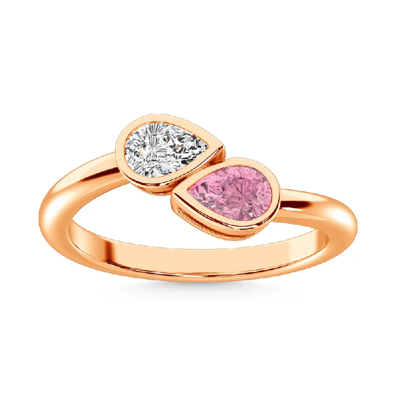 Women’s square-cut engagement rings-14K Rose Gold Lab Grown Pink Diamond 1/4 Ct.Tw. Pear Shape Ring