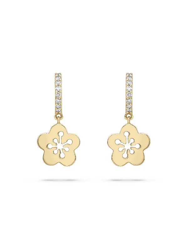 Women’s matching earrings sets-Blossom Mini Yellow Gold Diamond Drop Earrings