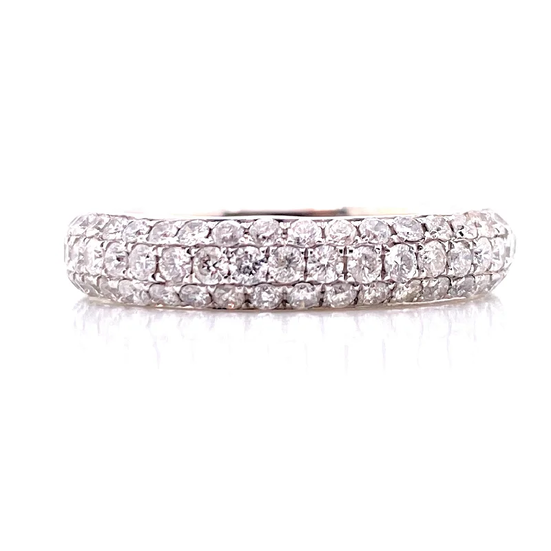 Women’s double halo engagement rings-14K White Gold Diamond Pave Eternity Band